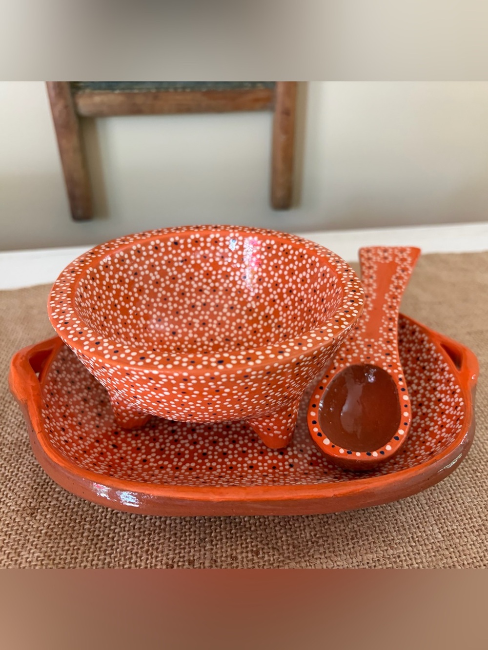 Orange Capula Clay Molcajete-Style Bowl Set❤️